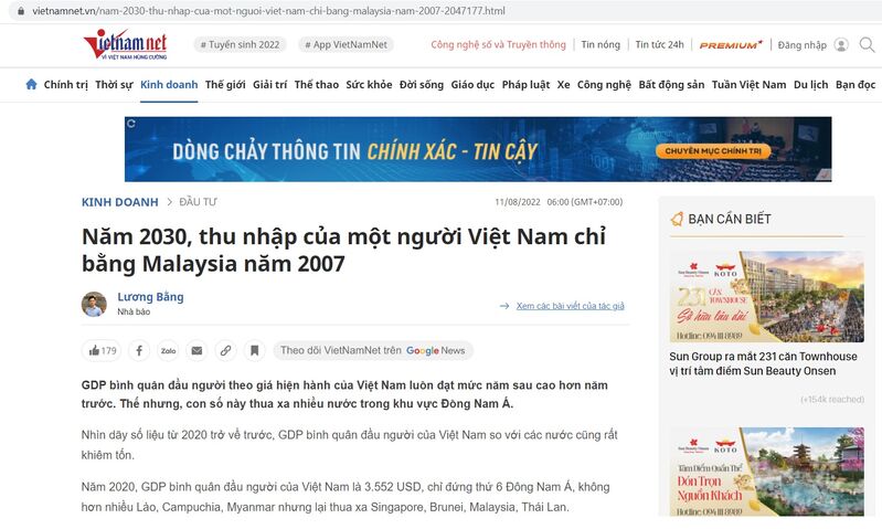 thu nhập 1 người bằng cả Mã   vietnamnet
