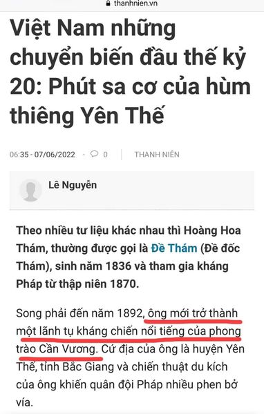 Báo thanh niên nâng chức cho Đề Thám